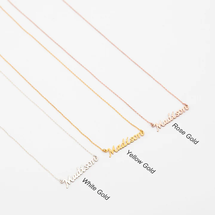 CUSTOM LINEAR NAME NECKLACE - SOLID 14K | 18K GOLD